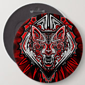 Wolf Haida-Stammes-Totem-Design Button (Vorne & Hinten)
