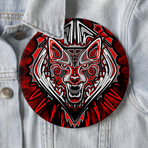 Wolf Haida-Stammes-Totem-Design Button