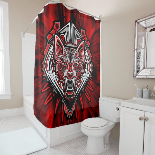 Wolf-Haida-Stammes-Totem-Design Duschvorhang (Beispiel)