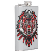 Wolf-Haida-Stammes-Totem-Design Flachmann (Rechts)