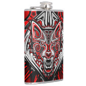 Wolf-Haida-Stammes-Totem-Design Flachmann (Rechts)