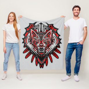 Wolf Haida-Stammes-Totem-Design Fleecedecke