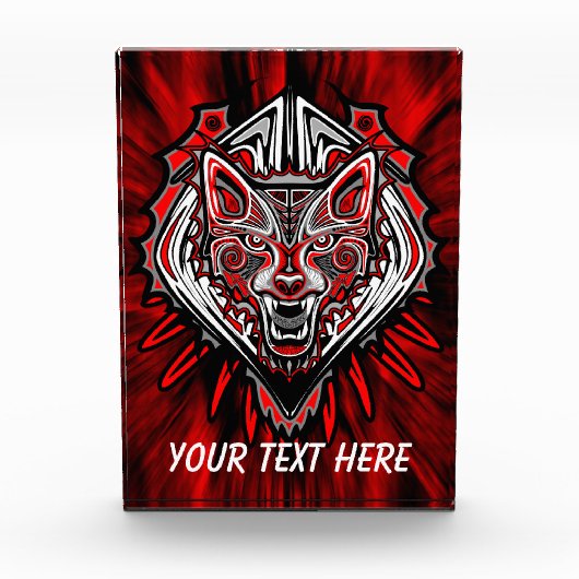 Wolf-Haida-Stammes-Totem-Design Fotoblock (Vorderseite)