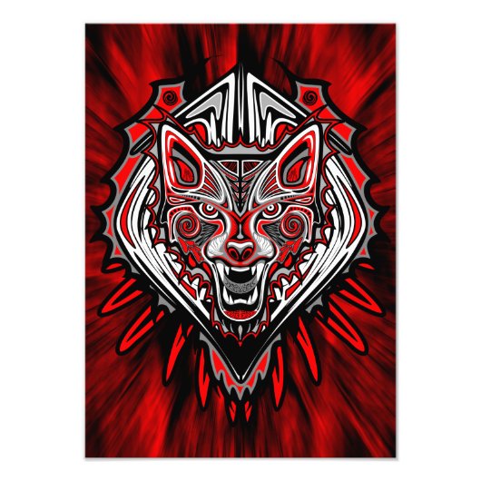 Wolf-Haida-Stammes-Totem-Design Fotodruck (Vorne)