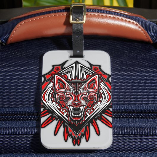 Wolf Haida-Stammes-Totem-Design Gepäckanhänger (Vorderseite Insitu 2)
