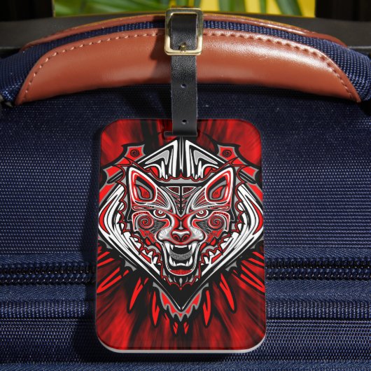 Wolf-Haida-Stammes-Totem-Design Gepäckanhänger (Vorderseite Insitu 2)