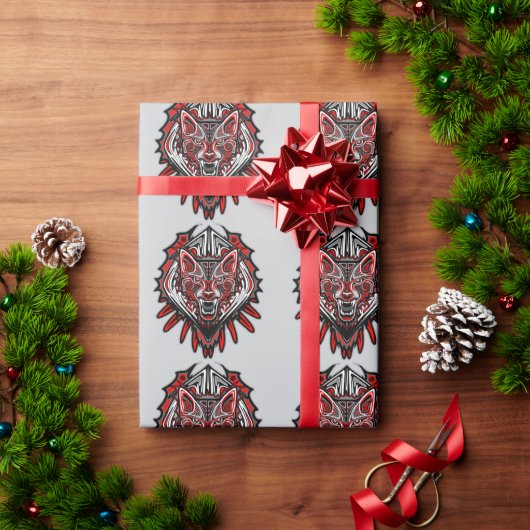 Wolf-Haida-Stammes-Totem-Design Geschenkpapier (Feiertagsgeschenk)