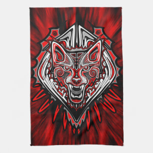 Wolf-Haida-Stammes-Totem-Design Geschirrtuch