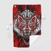 Wolf-Haida-Stammes-Totem-Design Golfhandtuch (Insitu)