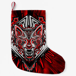 Wolf-Haida-Stammes-Totem-Design Kleiner Weihnachtsstrumpf