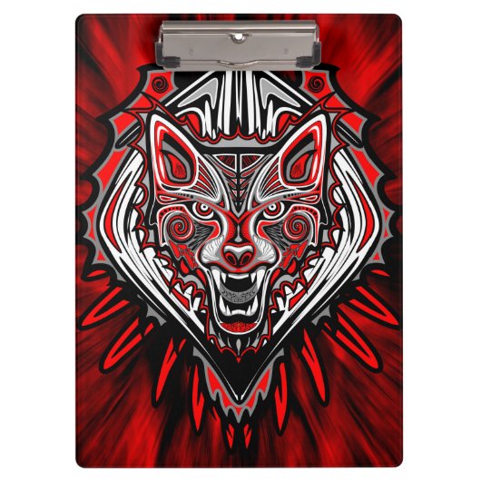 Wolf-Haida-Stammes-Totem-Design Klemmbrett (Vorderseite)