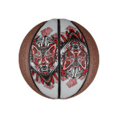 Wolf-Haida-Stammes-Totem-Design Mini Basketball (Vertikal)