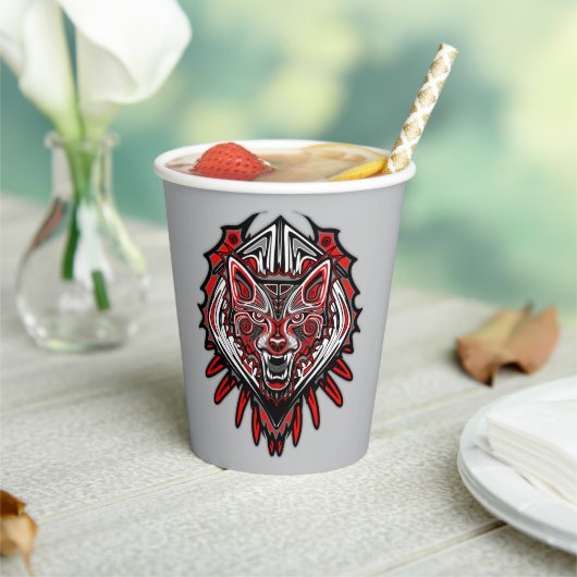 Wolf-Haida-Stammes-Totem-Design Pappbecher (In Situ)