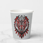 Wolf-Haida-Stammes-Totem-Design Pappbecher (Rückseite)