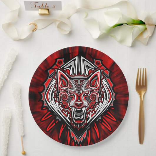 Wolf-Haida-Stammes-Totem-Design Pappteller (Hochzeit)