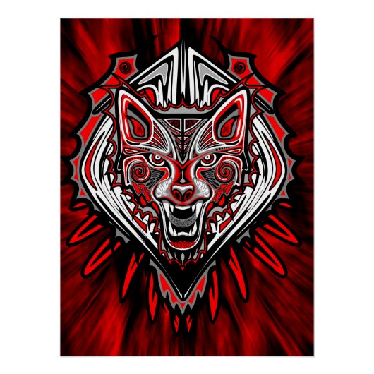 Wolf Haida-Stammes-Totem-Design Poster (Vorderseite)