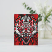 Wolf-Haida-Stammes-Totem-Design Postkarte (Stehend Vorderseite)