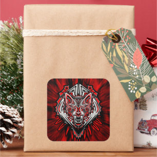 Wolf Haida-Stammes-Totem-Design Quadratischer Aufkleber