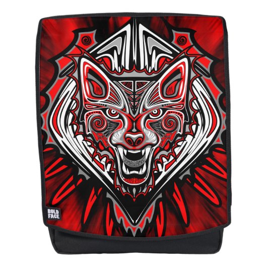 Wolf Haida-Stammes-Totem-Design Rucksack (Vorderseite)