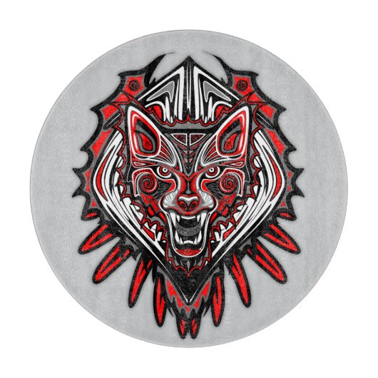 Wolf-Haida-Stammes-Totem-Design Schneidebrett (Vorderseite)