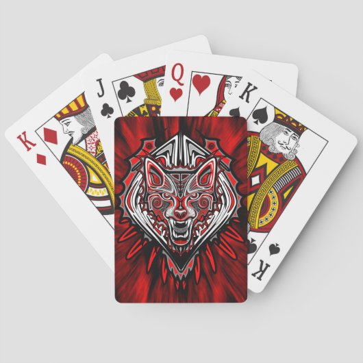 Wolf-Haida-Stammes-Totem-Design Spielkarten (Rückseite)
