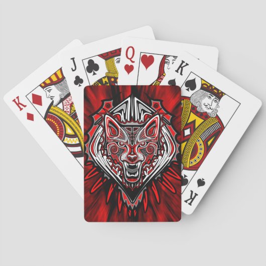 Wolf Haida-Stammes-Totem-Design Spielkarten (Rückseite)