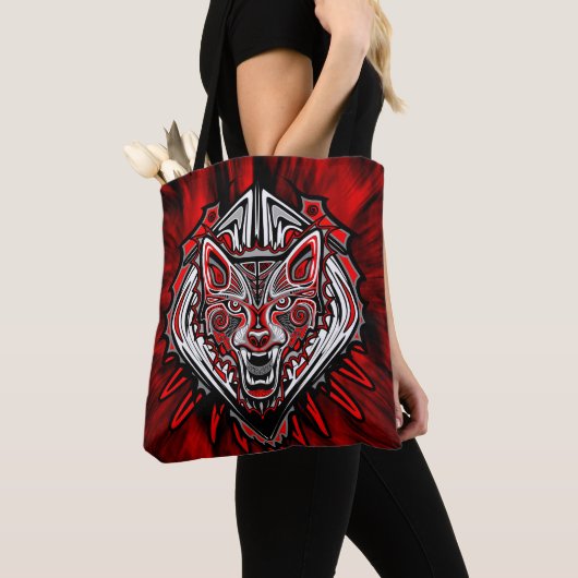 Wolf-Haida-Stammes-Totem-Design Tasche (Von Nahem)