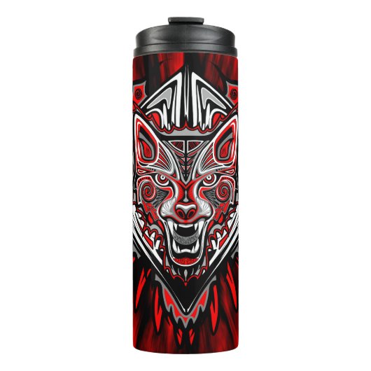 Wolf-Haida-Stammes-Totem-Design Thermosbecher (Vorderseite)