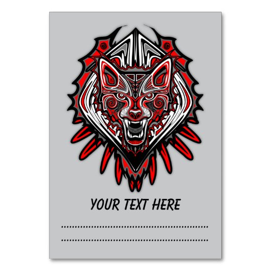 Wolf-Haida-Stammes-Totem-Design Tischnummer (Vorderseite)