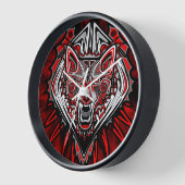 Wolf-Haida-Stammes-Totem-Design Uhr (Winkel)