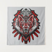 Wolf-Haida-Stammes-Totem-Design Wandteppich (Vorderseite)