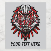 Wolf-Haida-Stammes-Totem-Design Weinetikett (Einzelnes Label)