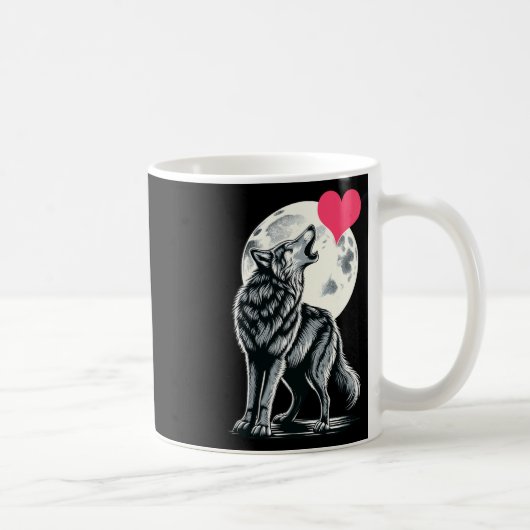 Wolf hält Herz Valentinstag Süße Wölfe Val Kaffeetasse (Rechts)