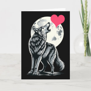 Wolf hält Herz Valentinstag Süße Wölfe Val Karte