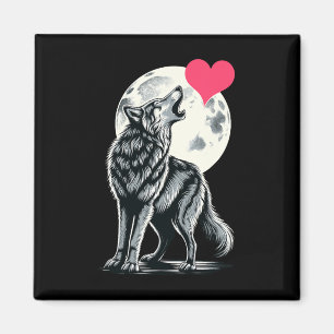 Wolf hält Herz Valentinstag Süße Wölfe Val Magnet