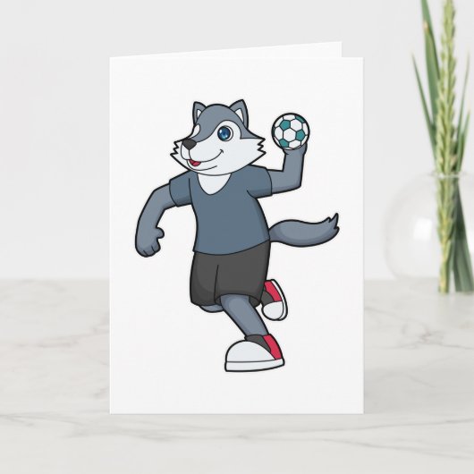 Wolf Handballspieler Handball Karte (Vorderseite)