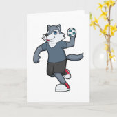 Wolf Handballspieler Handball Karte (Gelbe Blume)