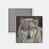 Wolf handbemalt magnet (Vorderseite/Rückseite)