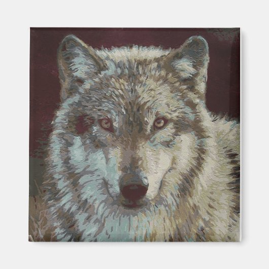 Wolf handbemalt magnet (Vorne)
