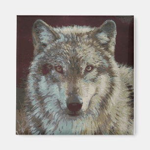 Wolf handgemalt magnet