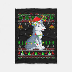 Wolf hässliche Weihnachtspullover Feiertags-Santa Fleecedecke