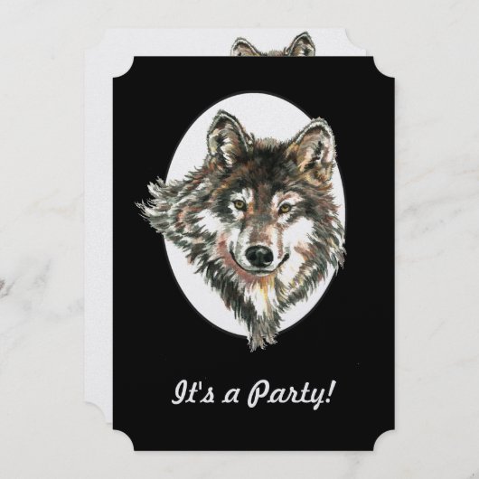 Wolf Head Animal Birthday Custom Invite Einladung (Vorne/Hinten)