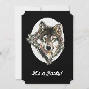 Wolf Head Animal Birthday Custom Invite Einladung