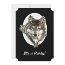 Wolf Head Animal Birthday Custom Invite