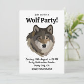 Wolf Head Animal Gray Wild Wolf Einladung (Stehend Vorderseite)