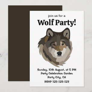 Wolf Head Animal Gray Wild Wolf Einladung