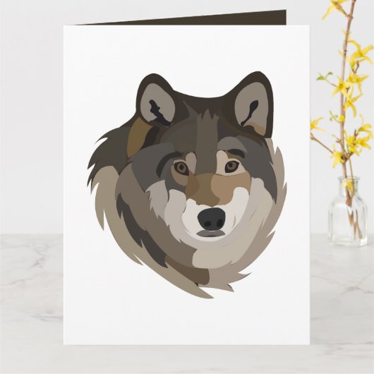 Wolf Head Animal Gray Wild Wolf Karte (Gelbe Blume)