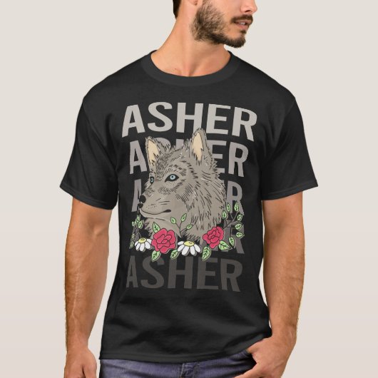 Wolf Head - Asher Name T-Shirt (Vorderseite)