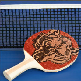 Wolf Head auf Red Ping Pong Paddle Tischtennis Schläger