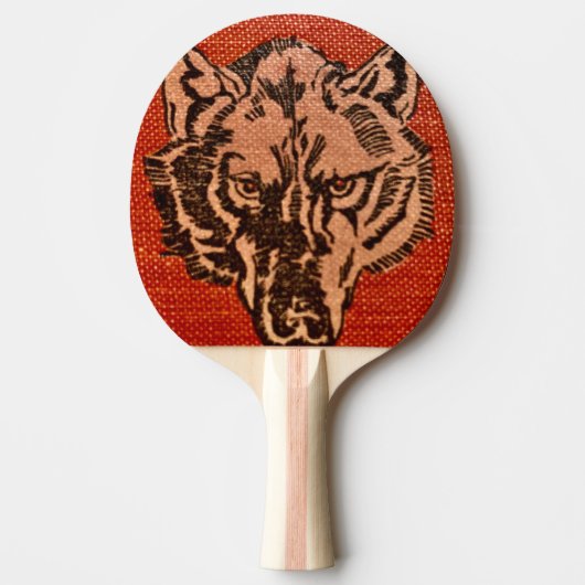 Wolf Head auf Red Ping Pong Paddle Tischtennis Schläger (Vorderseite)